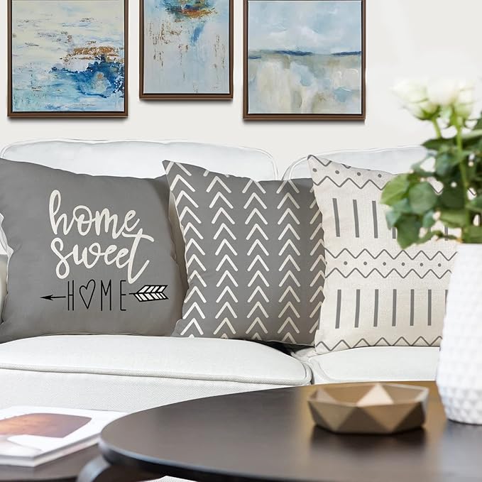 YCOLL Pillow Covers 22x22 Set of 4, Modern Sofa Throw Pillow Cover, Decorative - Image 5