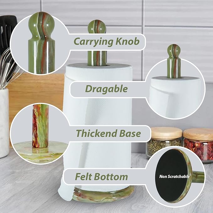 Handmade Green Onyx Paper Towel Holder – Unique Natural Stone Stand - Image 7