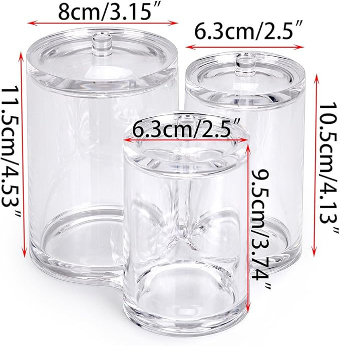 Hipiwe Clear Acrylic Cotton Swab Holder Preminm Quality Round Container Cotton - Image 6