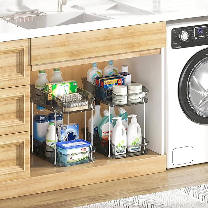 Delamu 2-Tier Under Sink Organizers and Storage, Pull Out Kitchen Pantry - Image 7