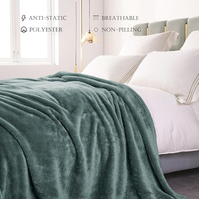 Exclusivo Mezcla Plush Fuzzy Fleece Bed Blanket Queen Size, Super Soft - Image 4