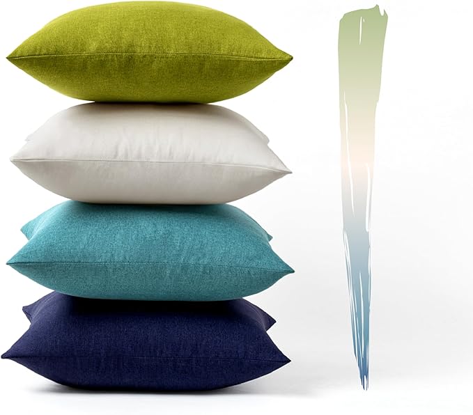 MIULEE Pack of 4 Decorative Outdoor Throw Pillow Covers Linen Waterproof Pillow - Image 7