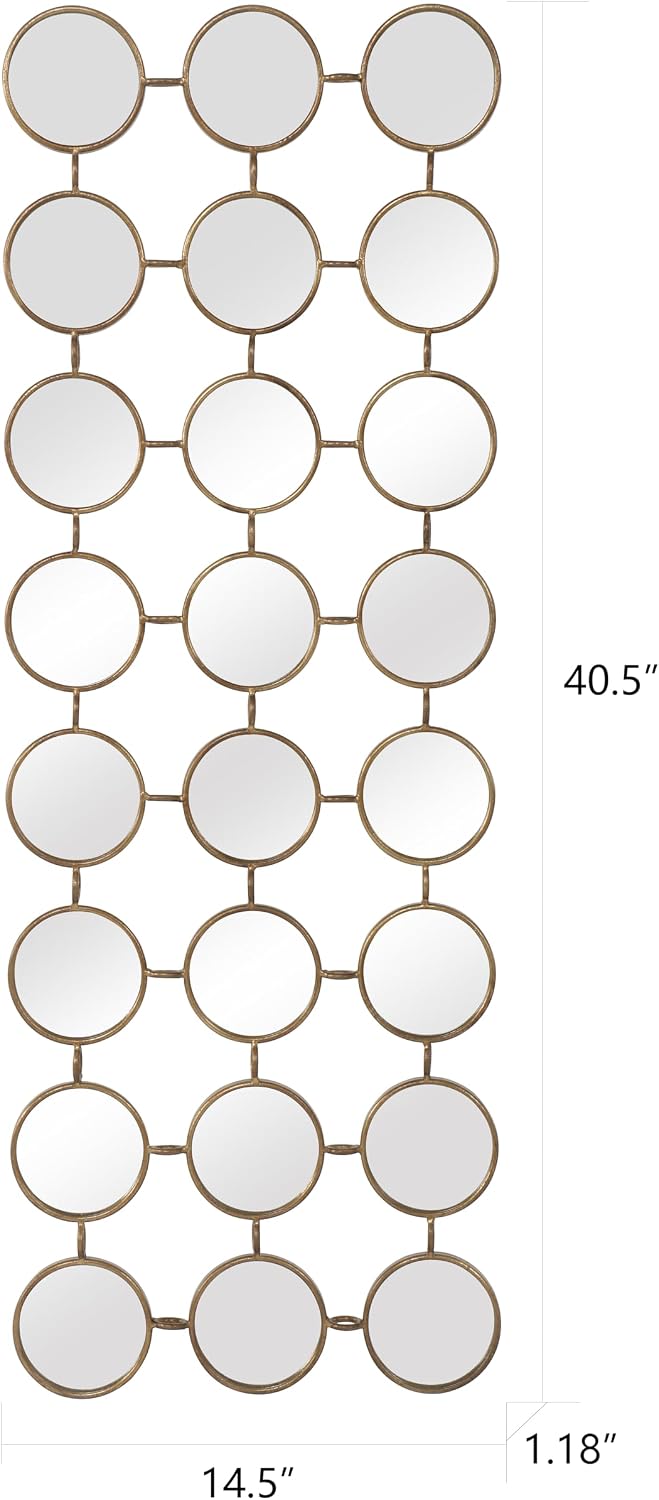 Gold Multi Mirror Wall Decor, 24 Mini Mirrors, 40.5 x 14.5 in