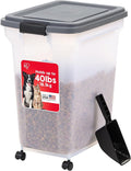 IRIS USA Dog Food Storage Container 40 lbs, Attachable Wheels, & Included Scoop by IRISUSA