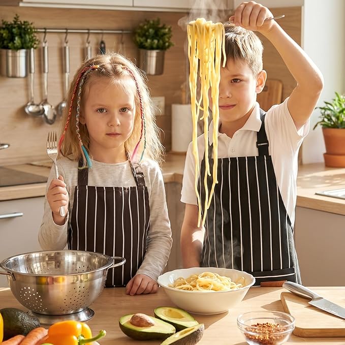 2 Pack Stripes Kids Apron, Kids Cooking Aprons - Image 6