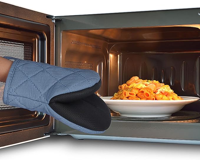 Short Oven Mitts, Heat Resistant 500°F, Silicone Grip Kitchen Gloves, Non-Slip - Image 7
