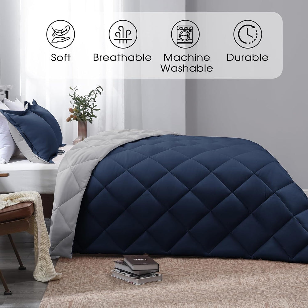 Basic Beyond Queen Comforter Set - Navy Blue Comforter Set Queen Size, Revers...