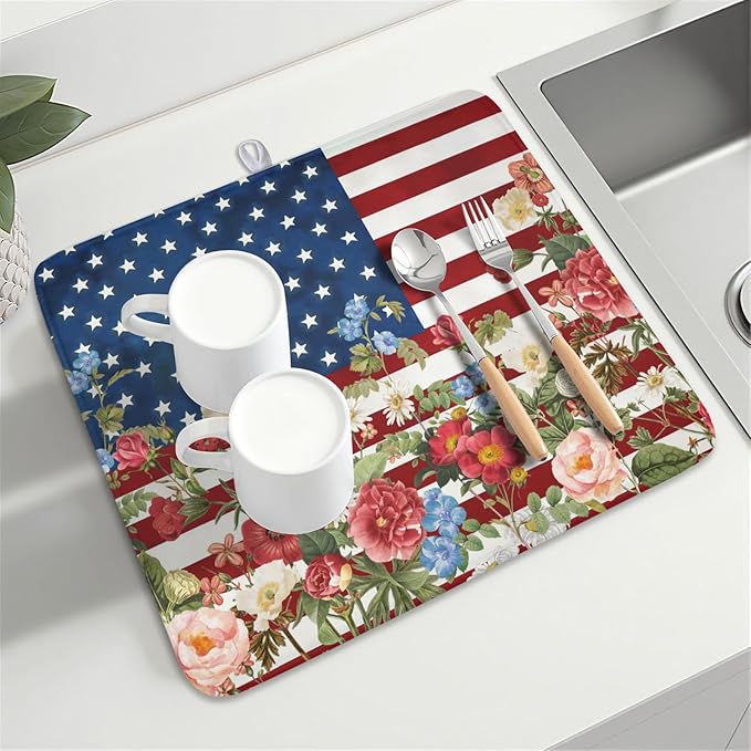 4th of July Dish Drying Mat 18x16 Inch, Patriotic Drying Mat - Image 8