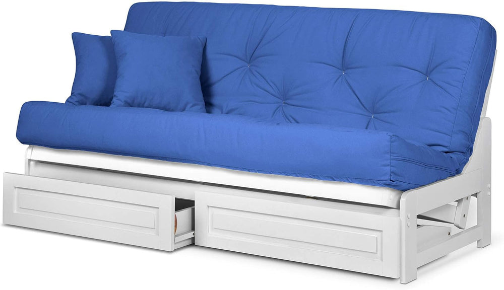 Nirvana Futons Arden Armless White Wood Futon with Bottom Drawers (Frame Only...