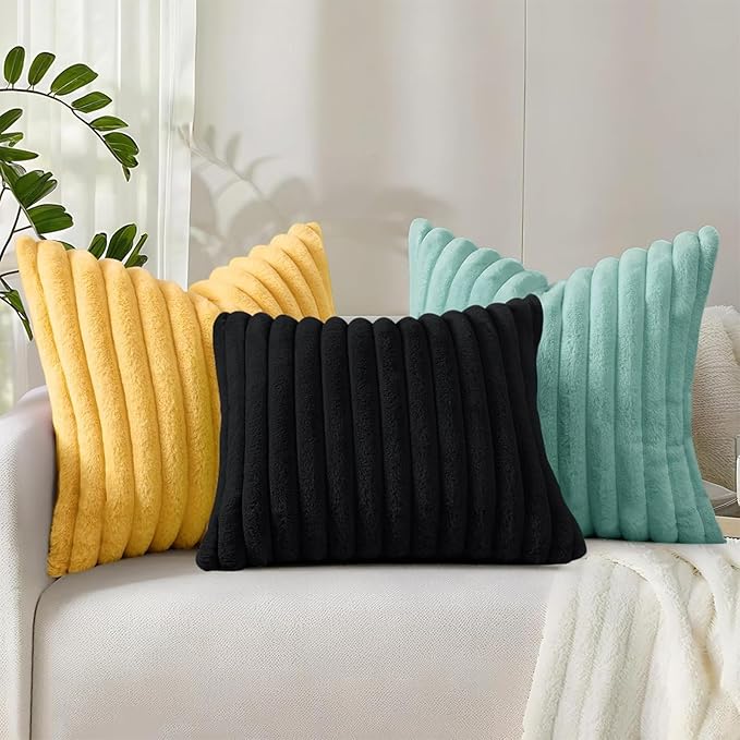 decorUhome Summer Cozy Faux Fur Throw Pillow Covers 12x20 Set of 2 Decorative - Image 9