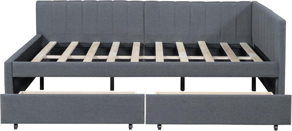 Harper & Bright Designs Upholstered Daybed with Storage Drawers, Full Siz...