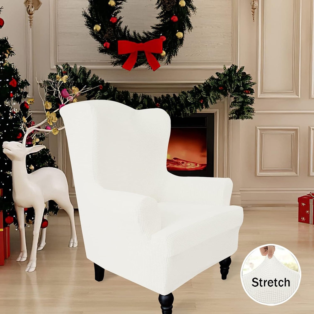Easy-Going Stretch Wingback Chair Sofa Slipcover Cream