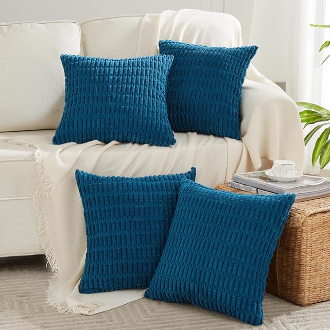 Fancy Homi 4 Packs Teal Decorative Throw Pillow Covers 22x22 Inch by Fancy+Homi