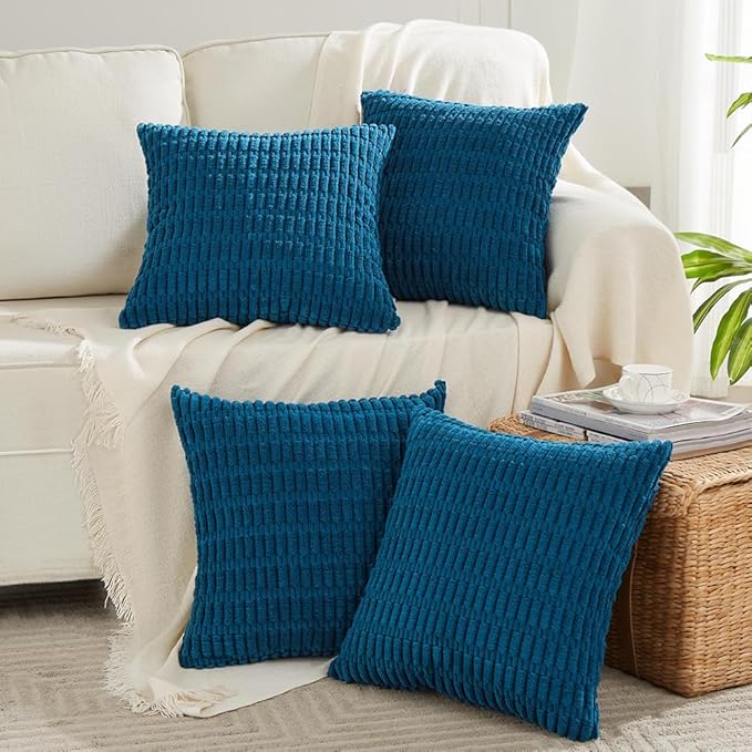 Fancy Homi 4 Packs Teal Decorative Throw Pillow Covers 18x18 Inch by Fancy+Homi