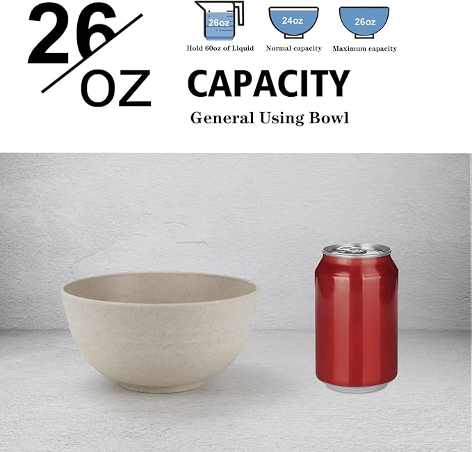 Wrova Wheat Straw Bowl Sets, Microwave and Dishwasher Safe Bowls, Kitchen Bowl - Image 3