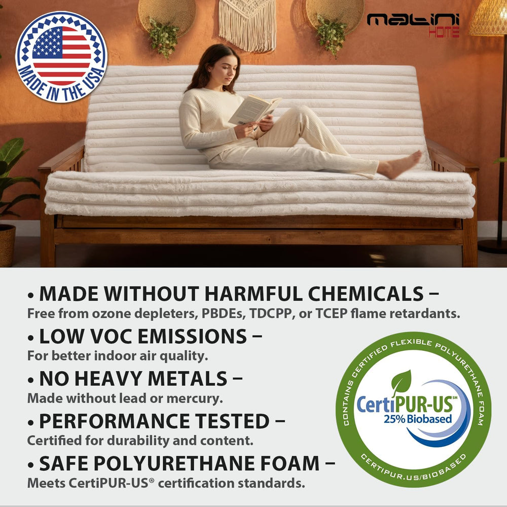 Memory Foam Futon Mattress, Foldout Couch Futon Mattress - 6x54x74 (White Ivo...