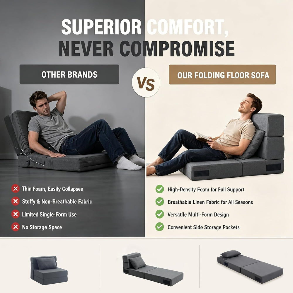 Folding Sofa Bed | Convertible Sleeper Chair Bed for Adults, Fold Out Chair t...