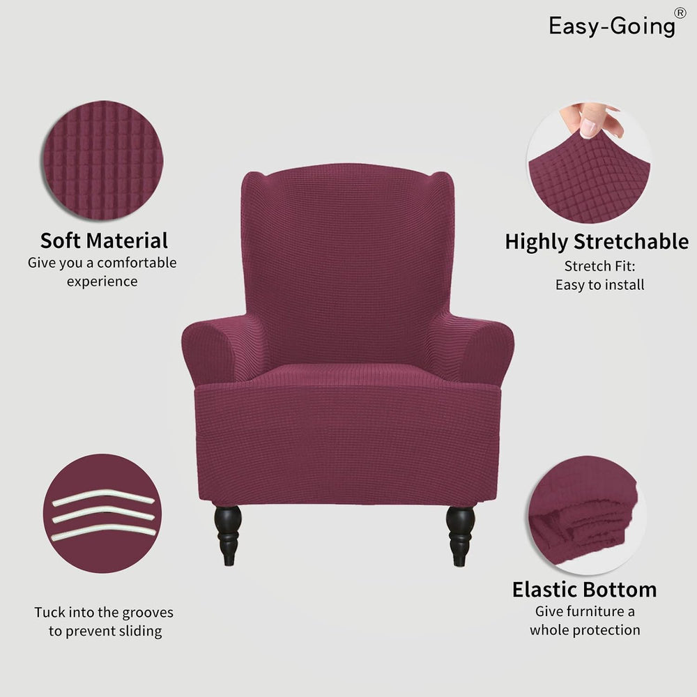 Easy-Going Stretch Wingback Chair Sofa Slipcover ASH Rose