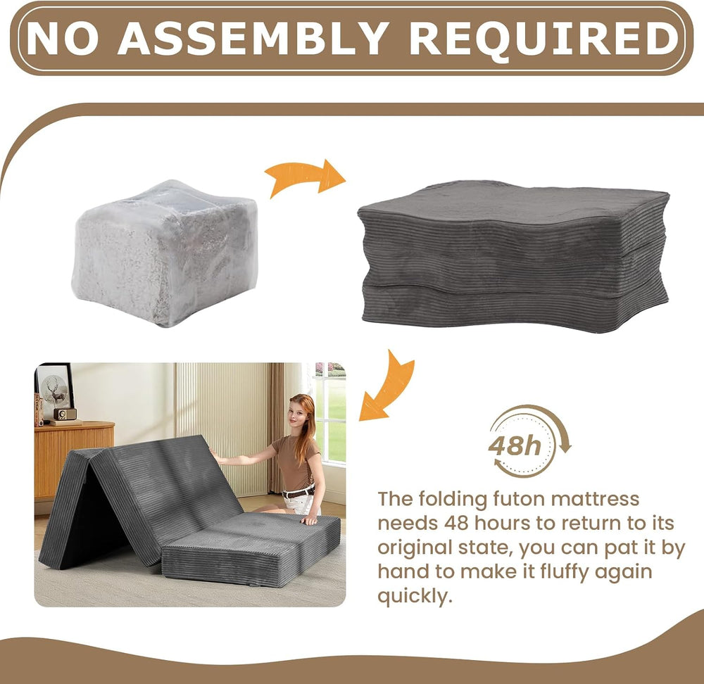 Foldable Mattress Queen Size, Folding Mattress with Removable Cover