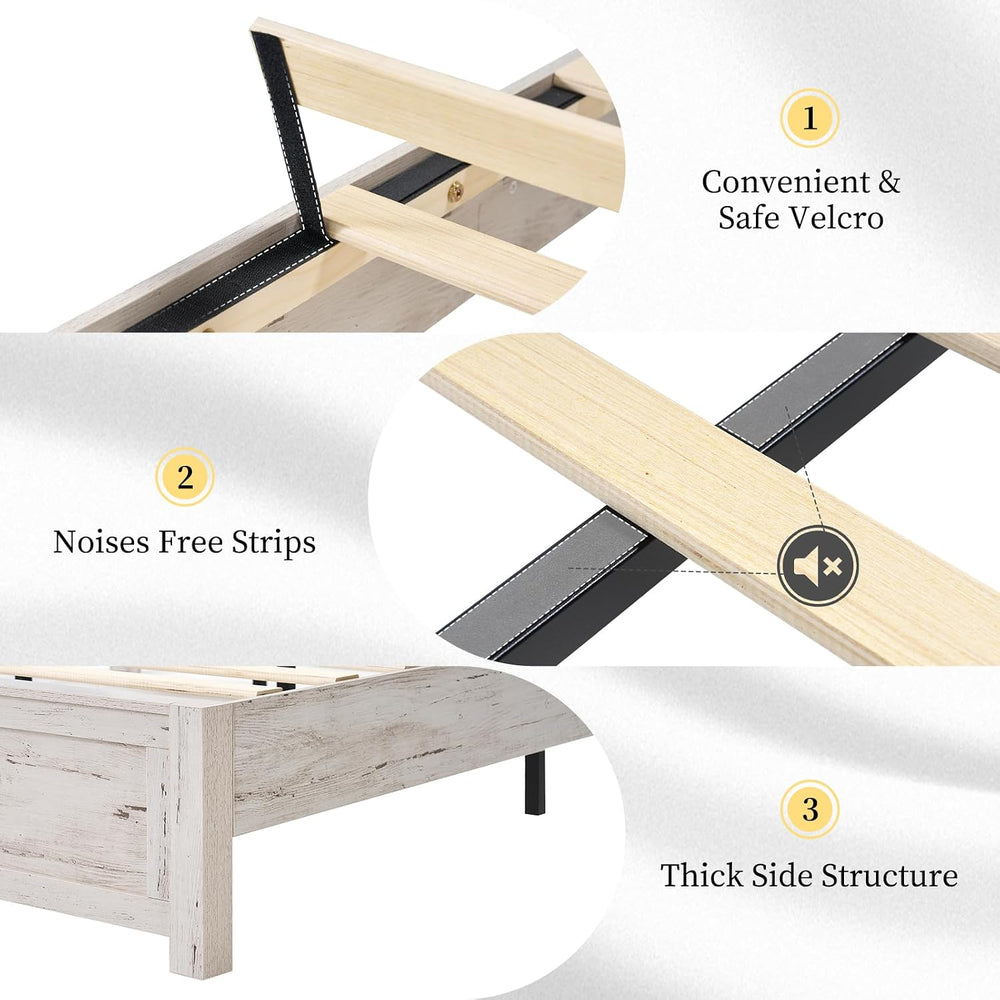 LUXOAK Full Farmhouse Bed Frame with 49" Tall Headboard