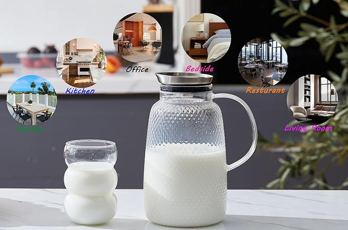 Purefold Pitcher with Lid, 78 oz Glass Jug with Stainless Steel Lid - Image 6