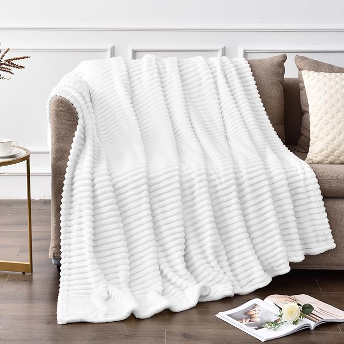 BEDELITE Fleece Throw Blanket for Couch – 3D Ribbed Jacquard Soft and Warm by BEDELITE