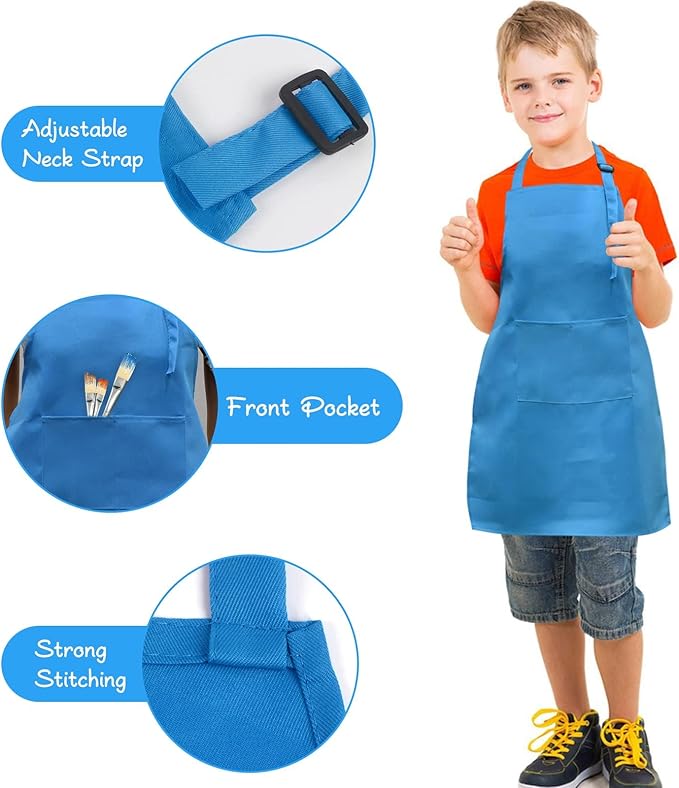 SINLAND Kids Apron with Pocket 2 Pack Children Chef Apron - Image 3