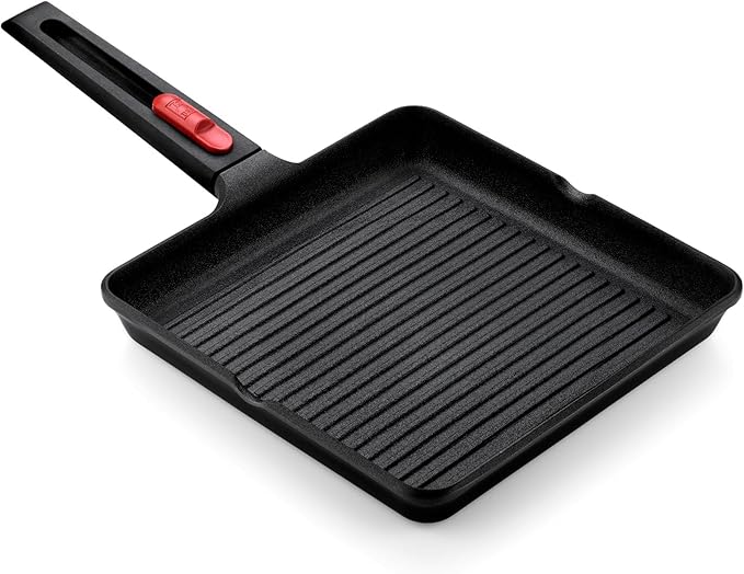 BRA COOKWARE Infinity Nonstick Ribbed Grill Pan | Cast Aluminum Searing Skillet by BRACookware