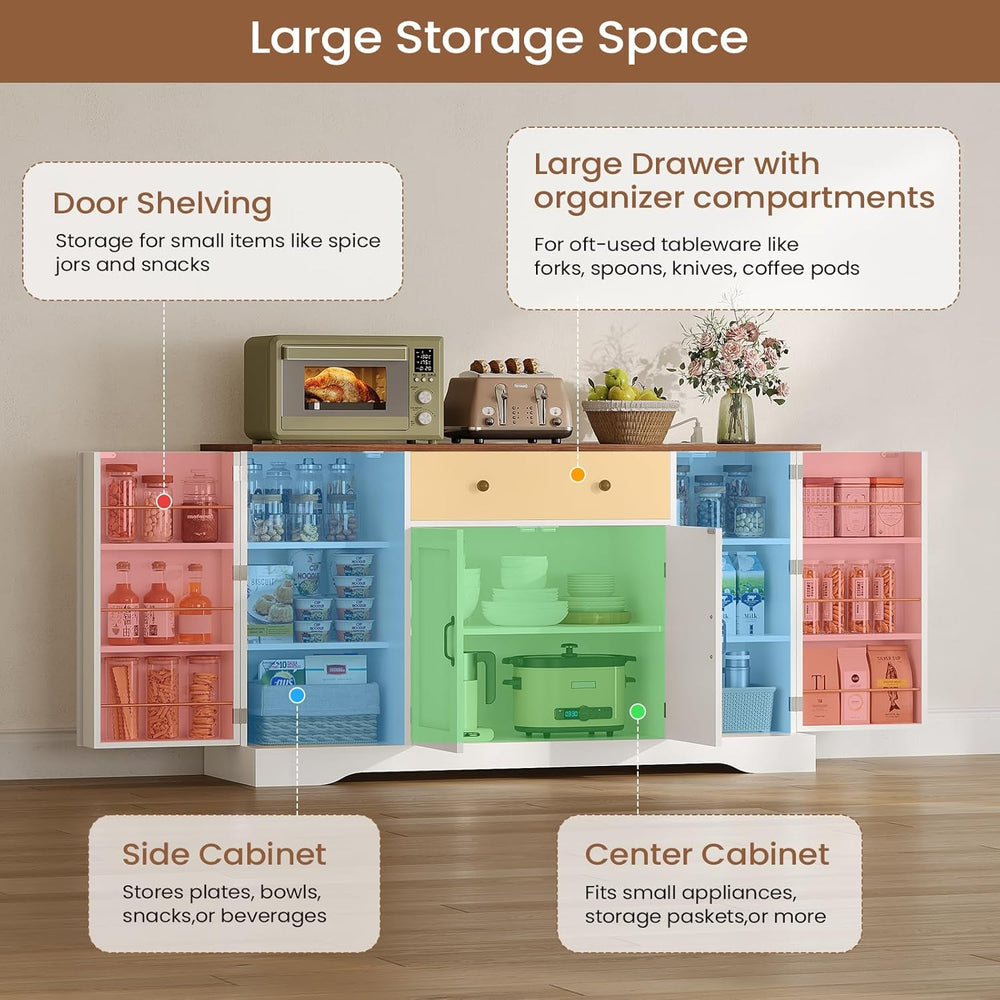 Brinlawb Buffet Cabinet with Storage & Charging Station, 53" Farmhou...