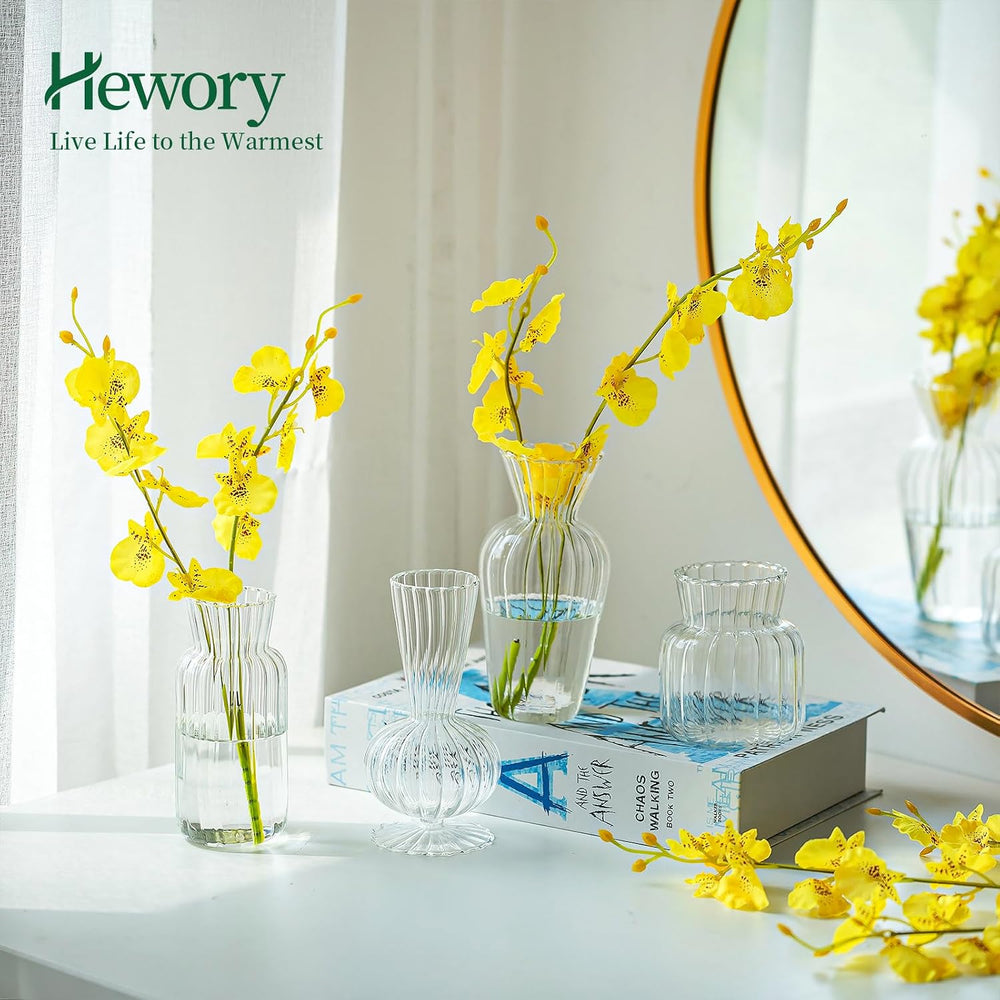 Mini Glass Vases for Centerpieces - Hewory Small Clear Bud Vase in Bulk, Cute...