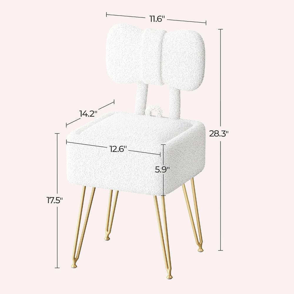 Small Vanity Chair with Storage, Vanity Stool with Folding Back, Chair for Va...