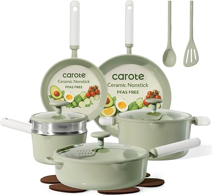 CAROTE Pots and Pans Set Non stick, Dishwasher, RV/Camping Cookware Set by CAROTE
