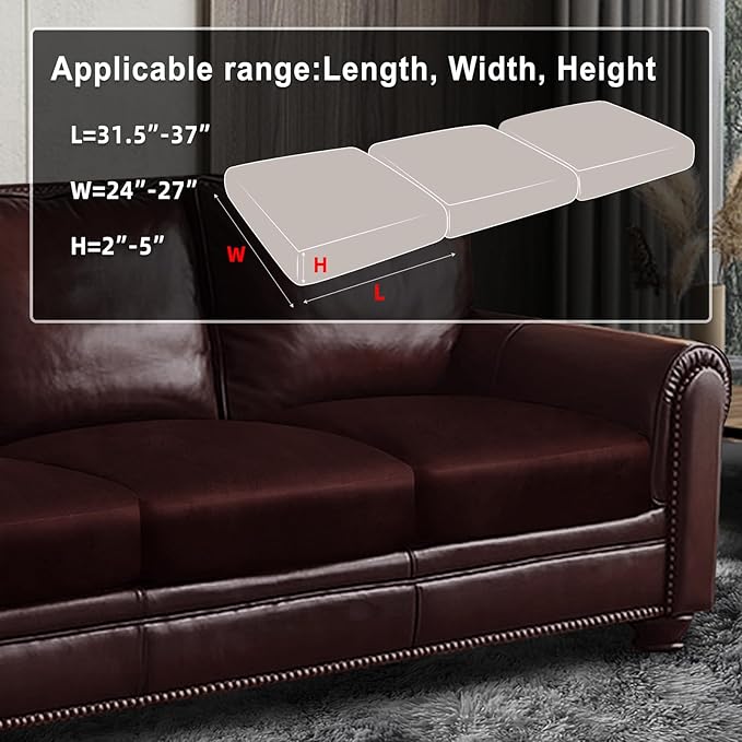 Leather Look Couch Cushion Covers Sofa Seat Slipcovers Sets Couches Furniture - Image 3