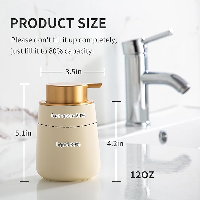 Enra Ceramic Soap Dispenser, 12 oz Hand Lotion Dispenser - Image 4