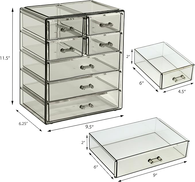 Sorbus Acrylic Makeup Organizer Set, 7-Drawer Vanity & Countertop Cosmetic