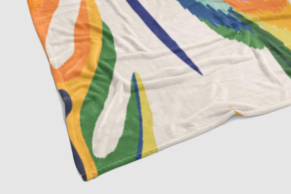Abstract Colorful Throw Blanket, Jungle Floral Plant Bohemian Modern Asthetic...