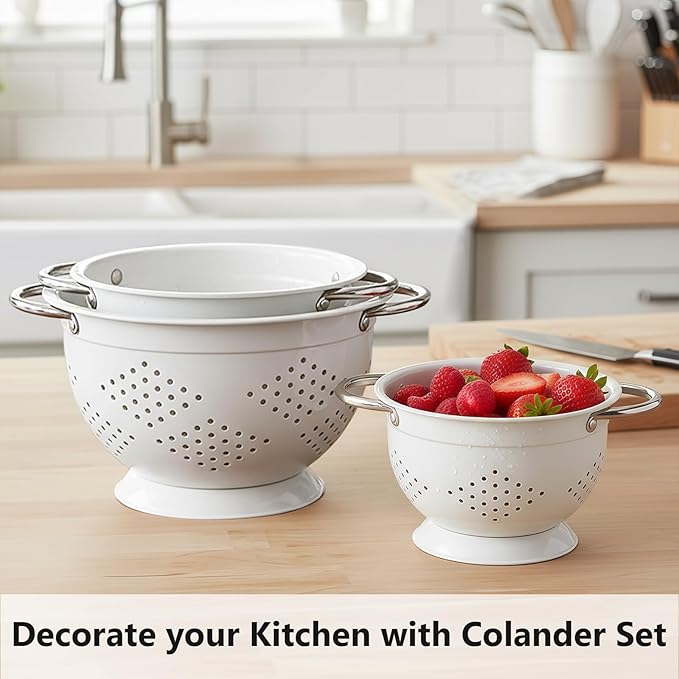 Hillbond Colander Set for Kitchen, 5 Qt Stainless Steel Handle Food Strainers - Image 7
