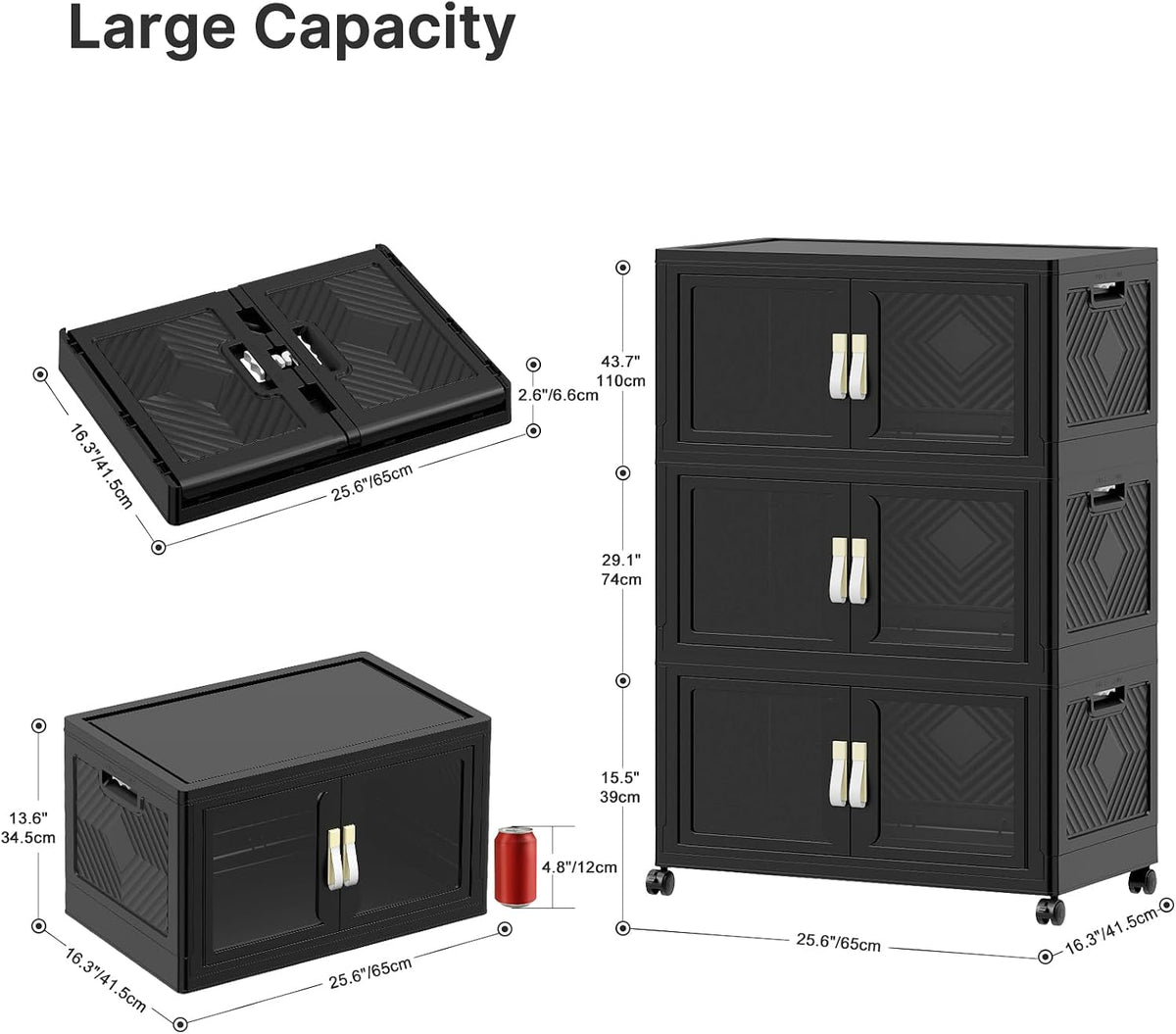 stackable storage bins with lids, 360qt extra large shown in use