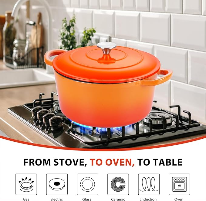 E-far 6 Quart Dutch Oven, Enameled Cast Iron Dutch Oven Pot - Image 5