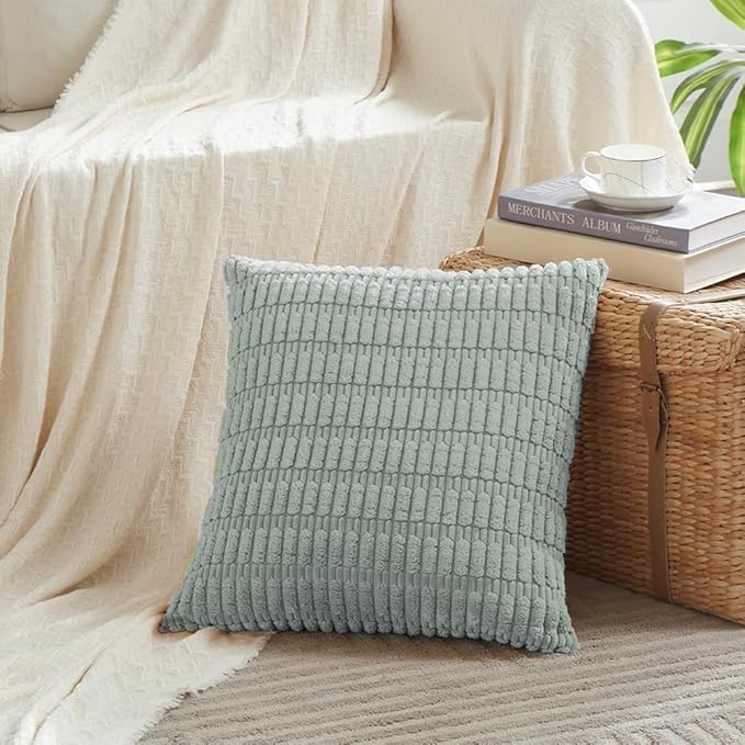 Fancy Homi 4 Packs Grey Blue Decorative Throw Pillow Covers 22x22 Inch - Image 2