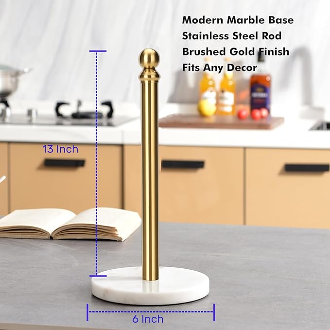 Exilon Gold Paper Towel Holder Countertop, Standing Paper Towel Roll Holder - Image 3