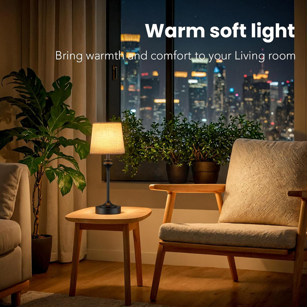 Portables Cordless Table Lamp,Flaxen Fabric Shade Battery Operated Lamp,5200m...