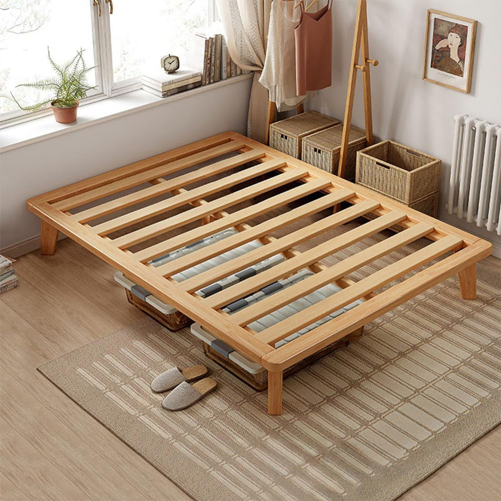NELYE Twin Wood Platform Bed Frame, 14 Inch Bed Base, Oak