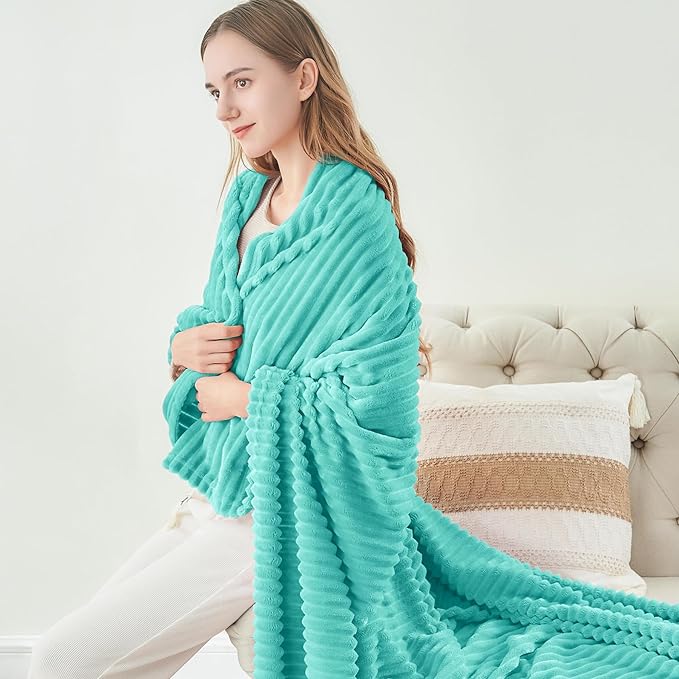 BEDELITE Fleece Blanket Twin Size – 3D Ribbed Jacquard Soft and Warm Decorative - Image 8