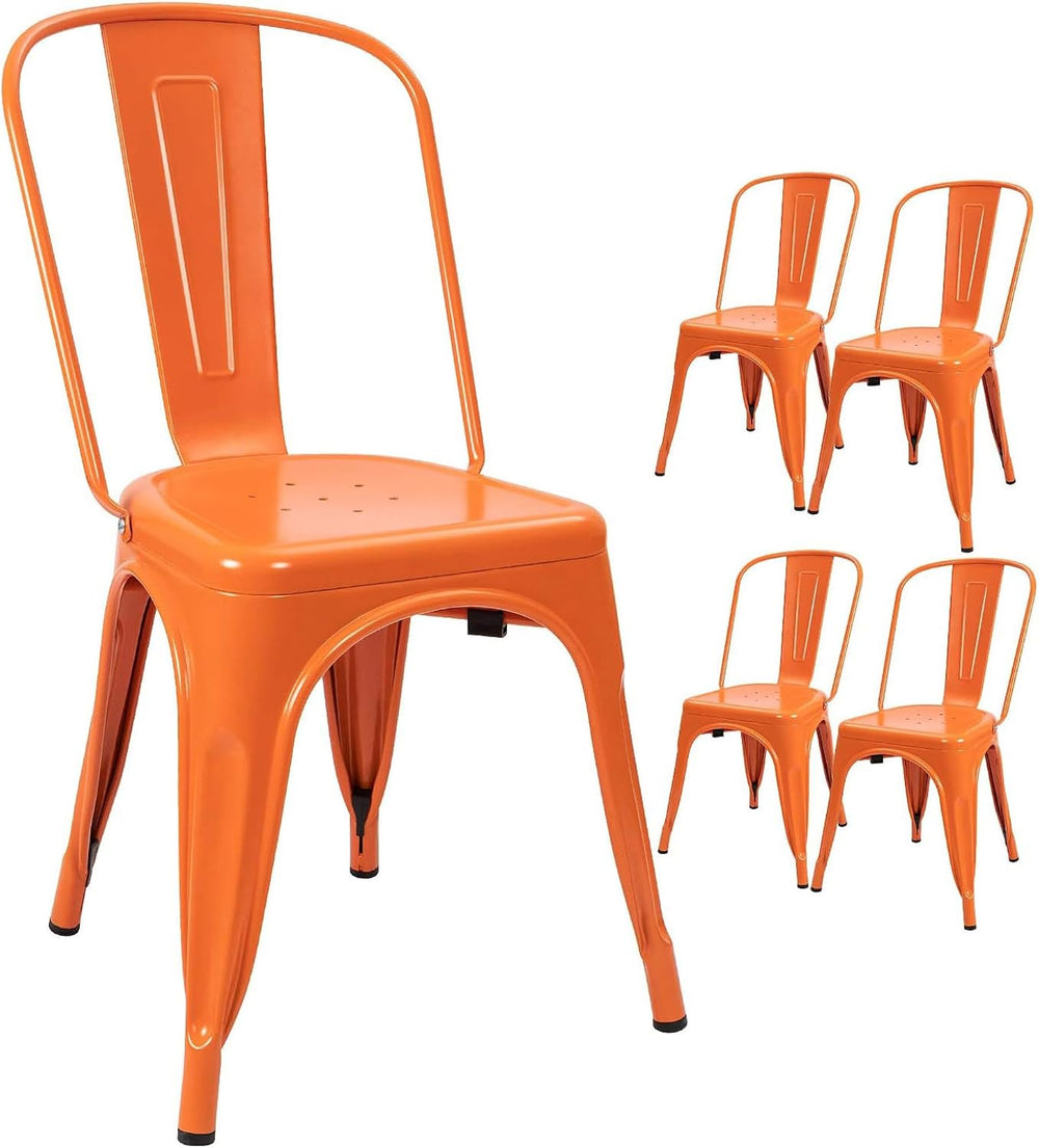 Devoko Metal Indoor-Outdoor Chairs Distressed Style Kitchen Dining Chairs Sta...