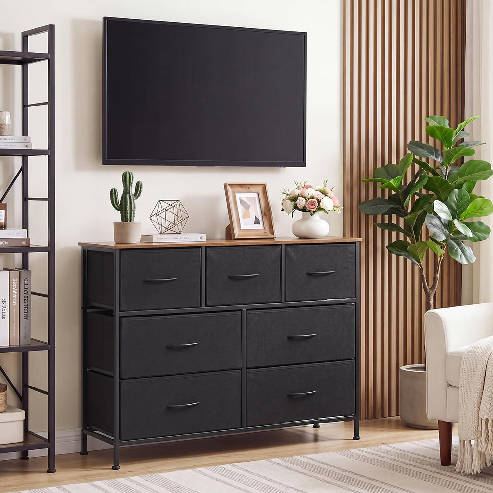 GIANTEX 7-Drawer Wide Dresser (Black)