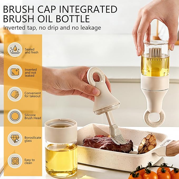 2-in-1 Oil Brush Bottle with Silicone Brush Head, Borosilicate Glass Oil - Image 7