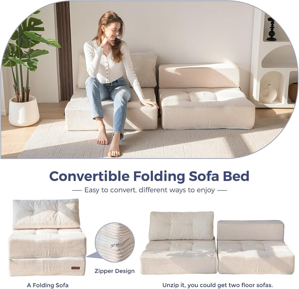 MAXYOYO Folding Sofa Bed, Convertible Chair Bed with Pillow