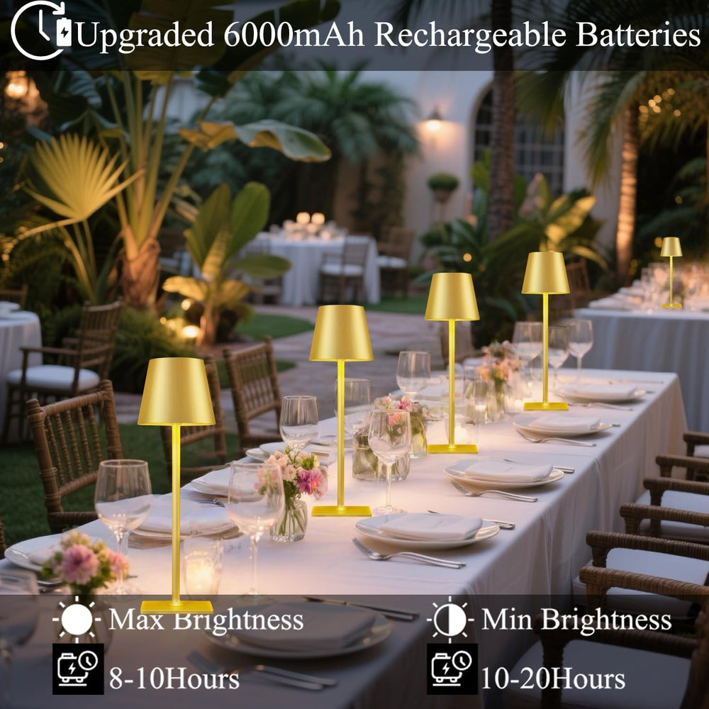 4 Pack Gold Led Cordless Table Lamps-Rechargeable Lamp Set of 4,Tabletop Ligh...