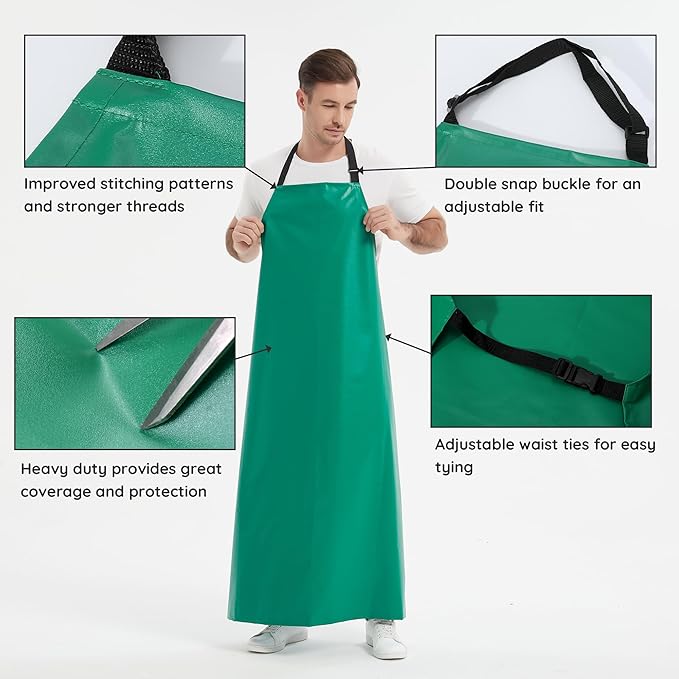 Thicker Rubber Apron, Extra Long Adjustable Apron, Heavy Duty Oil&Chemical - Image 4